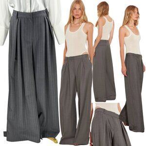 🆕 RAT & BOA 🧿 NWOT Cate Pinstripe Pleated Trouser, Grey - Sz M